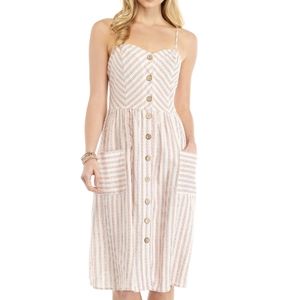 NWT Spaghetti Strap Linen button front midi dress